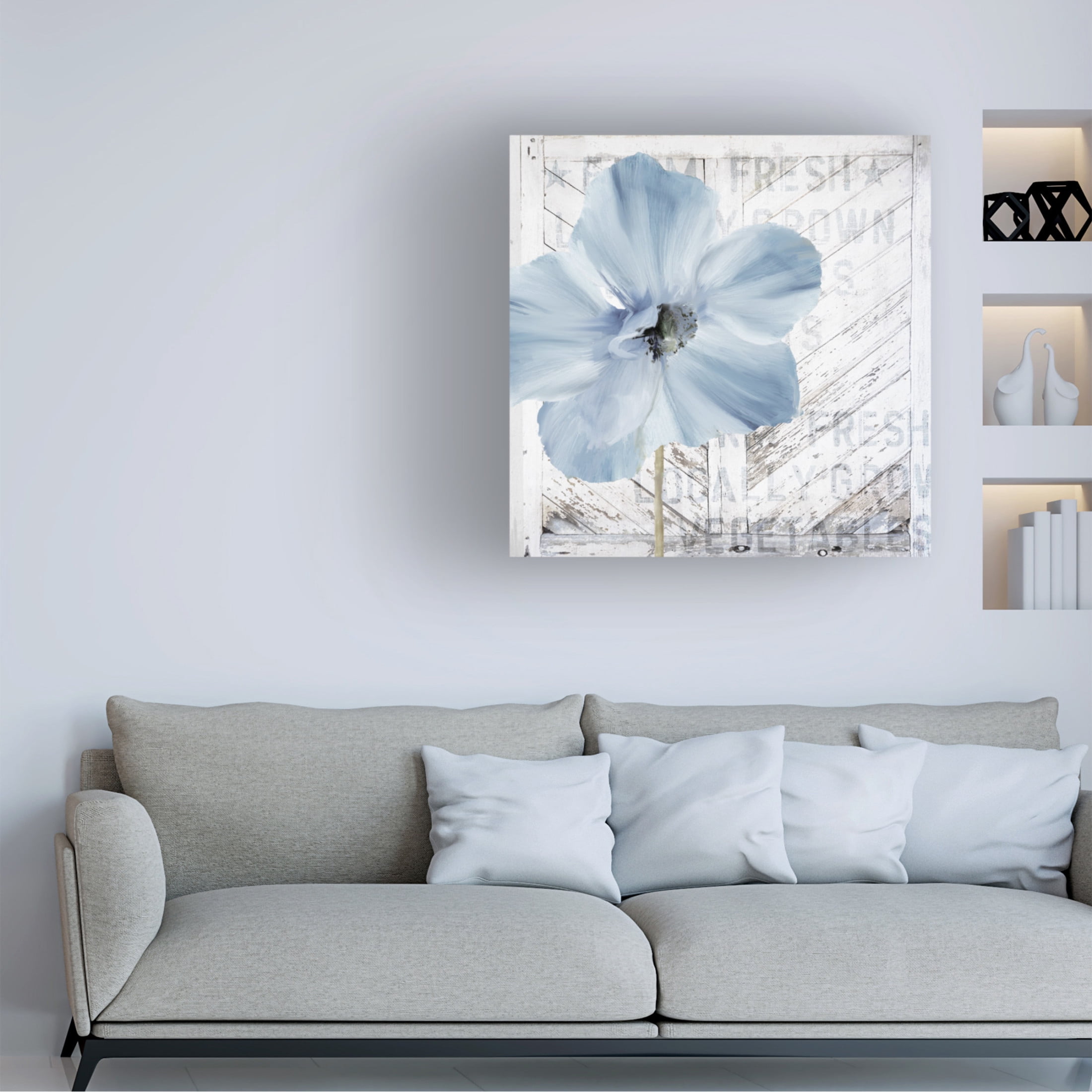 Canvas Wall Art - Sasha 'Barn Poppy Redux' Wall Art for Living Room, Bedroom, or Office Décor by Trademark Fine Art - 14 x 14 Inches
