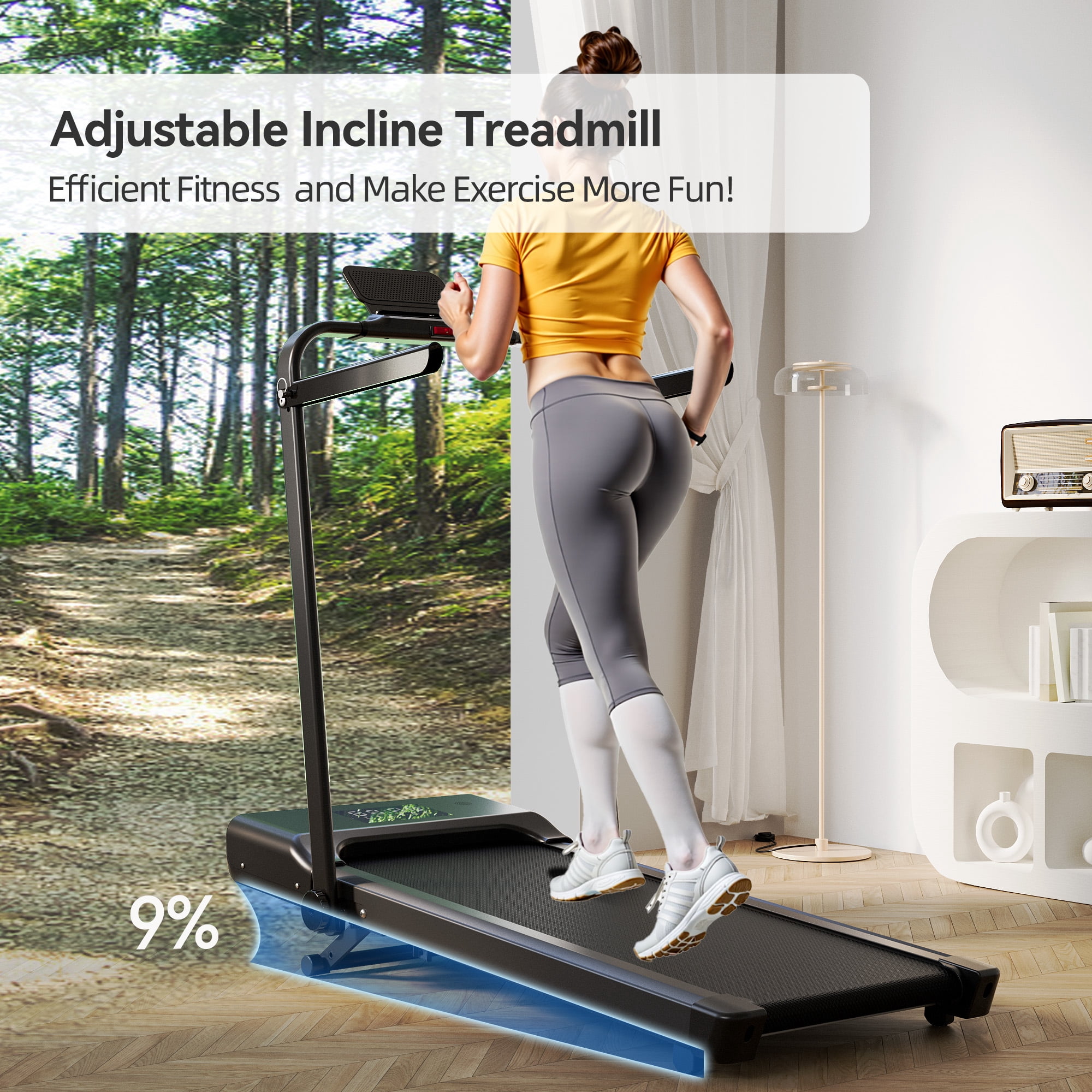 3 in 1 Folding Treadmills for Home, 3.0HP Powerful and Quiet Under Desk Treadmill, 300 lbs Capacity Foldable Walking Pad Treadmill with Remote Control and Space Saving, Free Installation