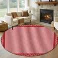 thumbnail image 2 of Valentine's Day Washable Round Area Rug 8 ft, Vintage Red White Buffalo Plaid Branches Lace Border, Soft Non Slip Rugs Stain Repellent Indoor Felt Carpet for Living Dining Room Bedroom Home Office, 2 of 9