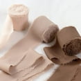 thumbnail image 2 of 3 Rolls Chiffon Ribbon Rolls, 4cm x 5m, Chiffon Silk Ribbon with Fringe for Bridal Bouquets Wedding Invitations Floral Arrangements Gift Wrapping Home Decor (Coffee color series), 2 of 4
