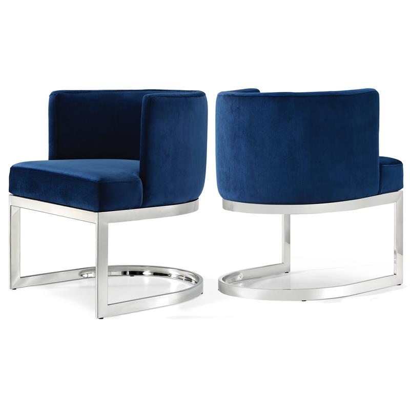 Meridian Furniture Gianna 19.5"H Velvet Dining Chair in Navy