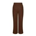 thumbnail image 4 of Wide Leg Pants Woman 2026 Spring High Waist Drawstring Elastic Baggy Pants Business Casual Split Hem Flowy Beach Trousers Cozy Trousers Sweatpants with Pockets OIOLOYJM Coffee 3XL, 4 of 5