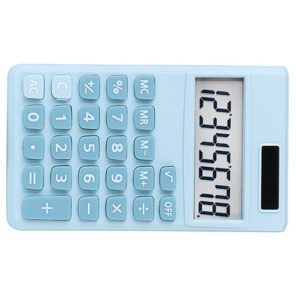 OFFIGAM Sky Blue Portable Solar Calculator for Office and Student Use with Plastic