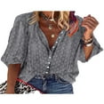 thumbnail image 2 of Women‘s Plus Size V Neck 3/4 Sleeve Button Down Casual Floral Tops, 2 of 2