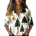 thumbnail image 2 of Long Sleeve Button Up for Women Plus Size Graphic Print Lapel Collared Blouses Casual Christmas Holiday Outfits (XL, White 03), 2 of 5