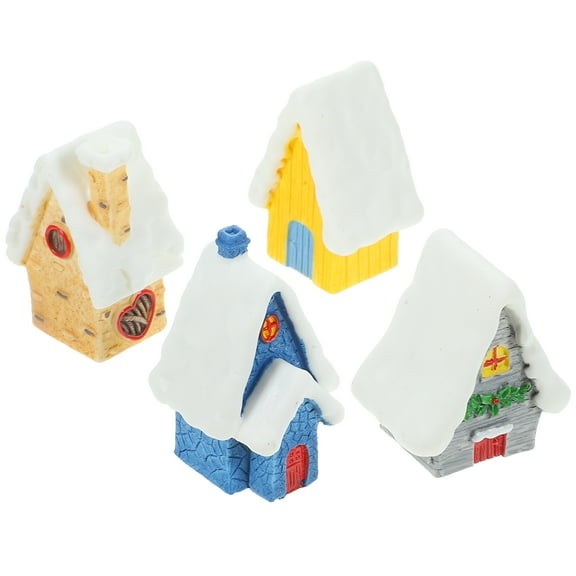 PBPBOX 4Pcs Miniature Houses for Village Landscape House Decor in Beige Color for Homeowners