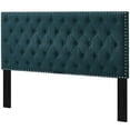 thumbnail image 3 of Contemporary Modern Urban Designer Bedroom Twin Size Tufted Headboard, Fabric, Navy Blue, 3 of 4