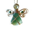 thumbnail image 2 of sea glass angel ornaments,Handmade Sea Glass Angel Ornament, ,Handmade Sea Glass Ornament,Wire Wrapped Ornament,Unique Hanging Beach Decorations with Rope,Green, 2 of 5