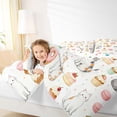 thumbnail image 3 of jejeloiu Kawaii Cat Kitten Queen Comforter Set,Sweet Strawberry Cake Donut Bedding Comforter Set For Kids Reversible 3-Piece, 3 of 8