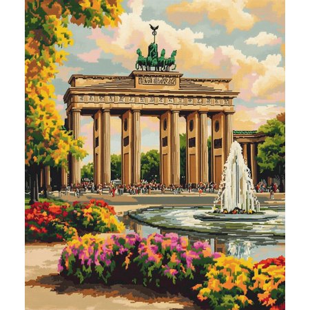 DIY Cross Stitch Kit for Beginners Brandenburg Gate 11CT Embroidery Kit with Pattern Stamped Needlepoint Craft Kit for Home Decor 40x50cm-6