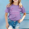 thumbnail image 2 of Glisme Girls Tops Size 8-9 Years Print Short Sleeve T Shirt Colorful Festival Graphic Tee For Kids Playful Childrens Round Neck T-Shirts Softness Purple Tee, 2 of 4