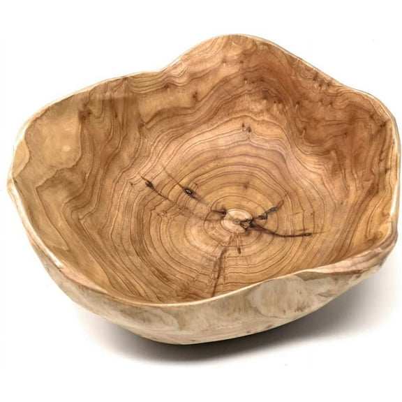 Wooden Bowl Handmade Storage Natural Root Wood Crafts Bowl Fruit Salad Serving Bowls (Small 8"-10")