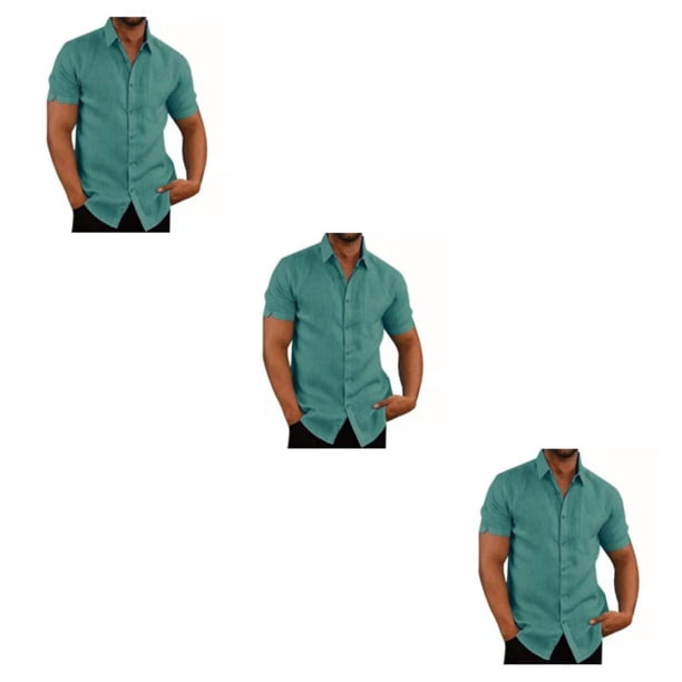Camisa de un solo pecho Minnieouse para hombre de banquete verano con botones y cuello vuelto Poliéster L, XL, XXL, XXXL