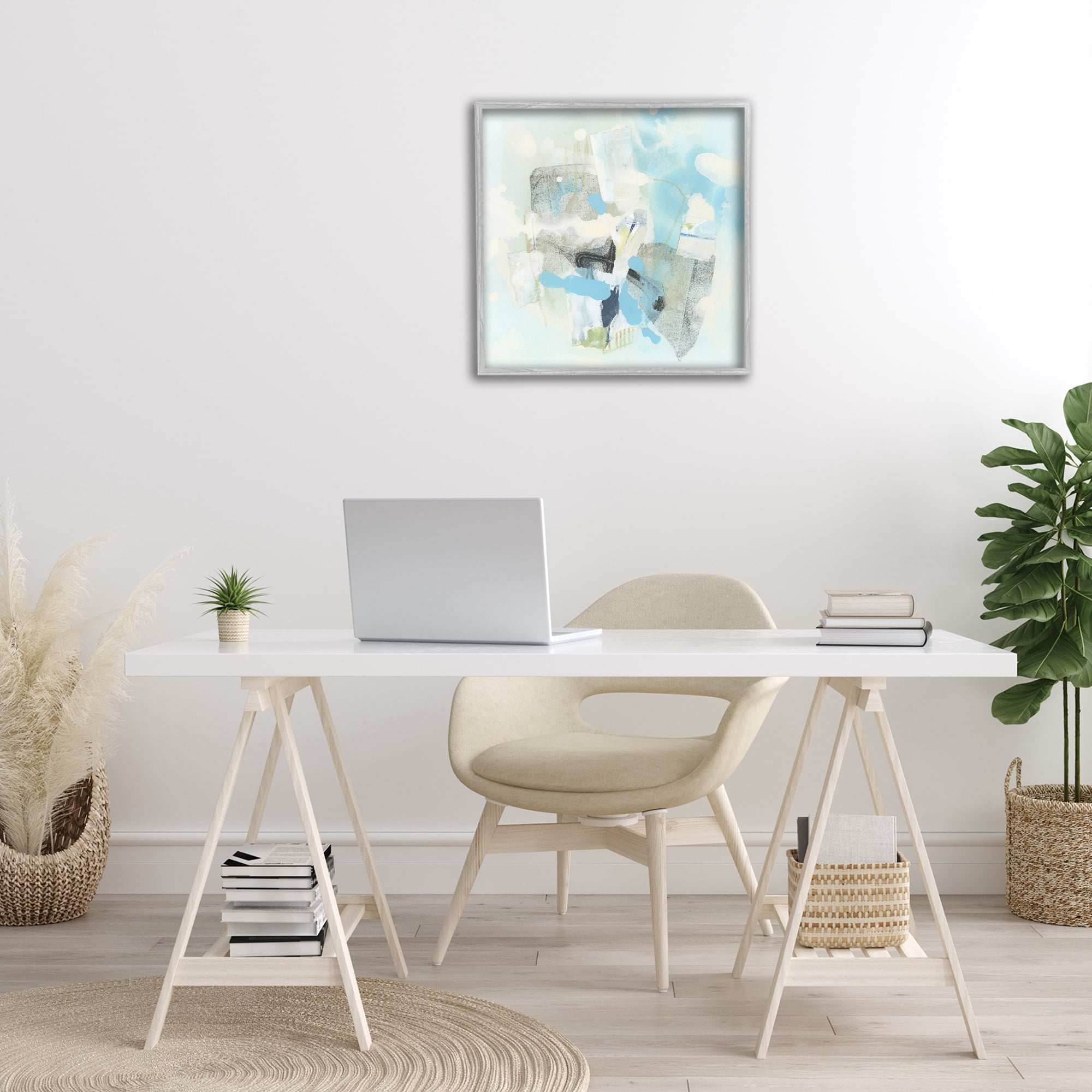Stupell Industries Modern Paint Splash Abstract Abstract Painting Gray Framed Art Print Wall Art, 24 x 24