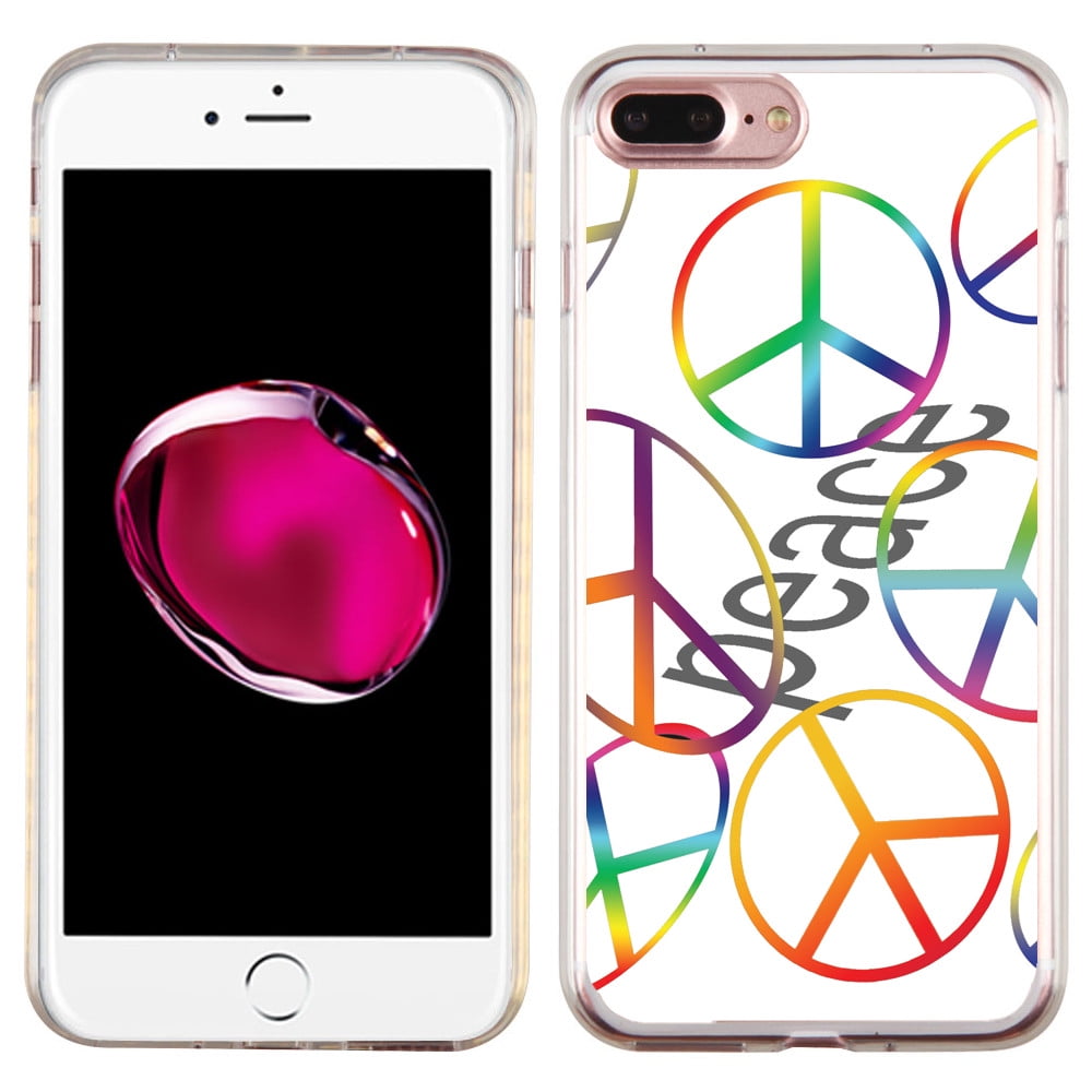 Slim-Fit Case for Apple iPhone 8 PLUS / 7 PLUS, OneToughShield ® Premium TPU Gel Protector Phone Case - Colorful Peace