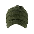 thumbnail image 2 of C.C Warm & Thick Cable Knitted Brim Visor Beanie Cap, Dark Olive, 2 of 4
