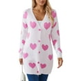 thumbnail image 5 of Women's Cardigan Sweater Heart Sweater Open Front Buton Down Soft Knit Cardigans Sweater, 5 of 6