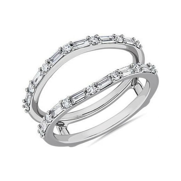 0.50 Ct Fine Round & Baguette Cut Moissanite Eternity Band for Wedding Solid 14K White Gold Size 7 by Diamond-Capitals