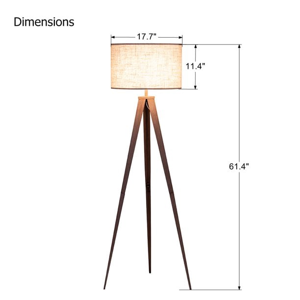 Rosen Garden Floor Lamp with Tripod Legs and Drum Shape Shade for Modern Living Room in Brown Beige Color