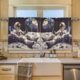 thumbnail image 2 of Yayeee Kitchen Curtains Tier Set of 2 Light Filtering 57"x24" Over Sink Window Panels, Beige Astronaut, 2 of 7