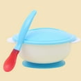 thumbnail image 3 of Baby Toddler Anti Slip Suction Bowl with Temperature Spoon Lid Feeding Tableware, 3 of 8