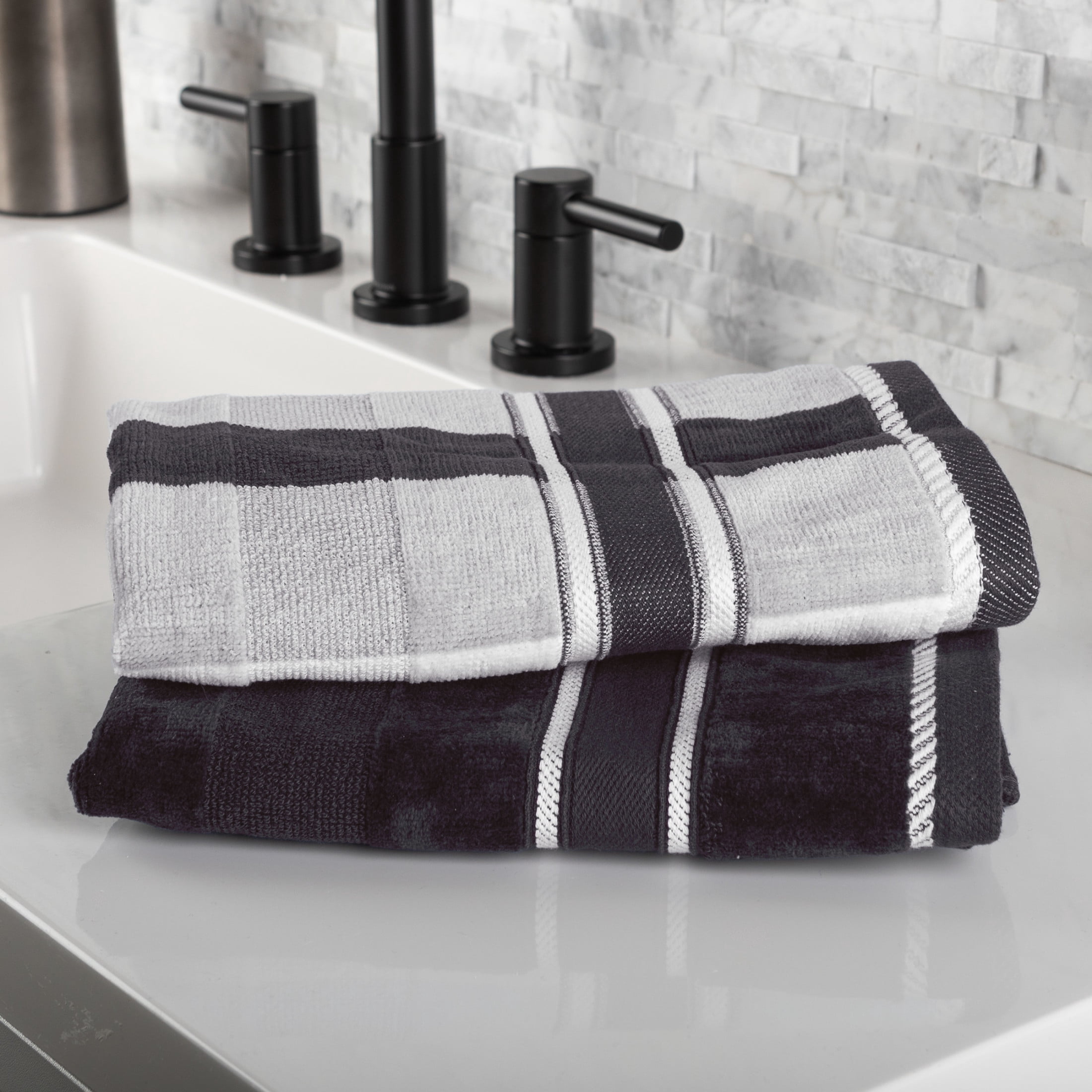 Lavish Home 6PC Towel Set - 525GSM Cotton Bathroom Accessories (Charcoal)