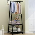 thumbnail image 1 of SUSUZI 63" Rolling Garment Rack with Wheels, 2 Storage Shelves, 66LBS Capacity Metal Coat Rack for Bedroom Cloakroom Laundry Room (Black), 1 of 6