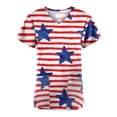 thumbnail image 2 of Fiudx Camisetas para Mujer Día de La Independencia Blusa Informal de Manga Corta con Cuello En V y Bolsillos Estampados para Mujer, 2 of 4