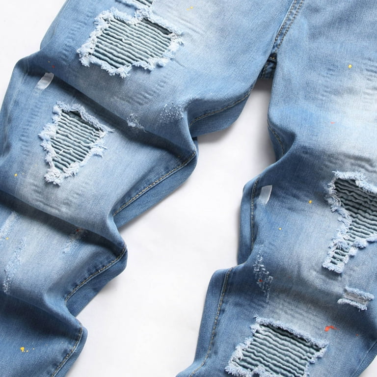 JSGEK Men's Cargo Sweatpants Male Fashion Trendy Tapered Leg Slim Denim  Regular Fit Comfort Distressed Destroyed Pants Ripped Jeans for Men Jeans  with