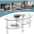 thumbnail image 5 of Glass Coffee Table End Table 2 Tire for Home &Office with Sturdy Chrome Plated Legs Tea Table (Clear), 5 of 9
