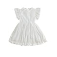 thumbnail image 1 of Kmbangi Robes à Manches Courtes Col Rond Dentelle Florale Ligne A Robe à Franges pour Filles Été 1-5 Ans, 1 of 8