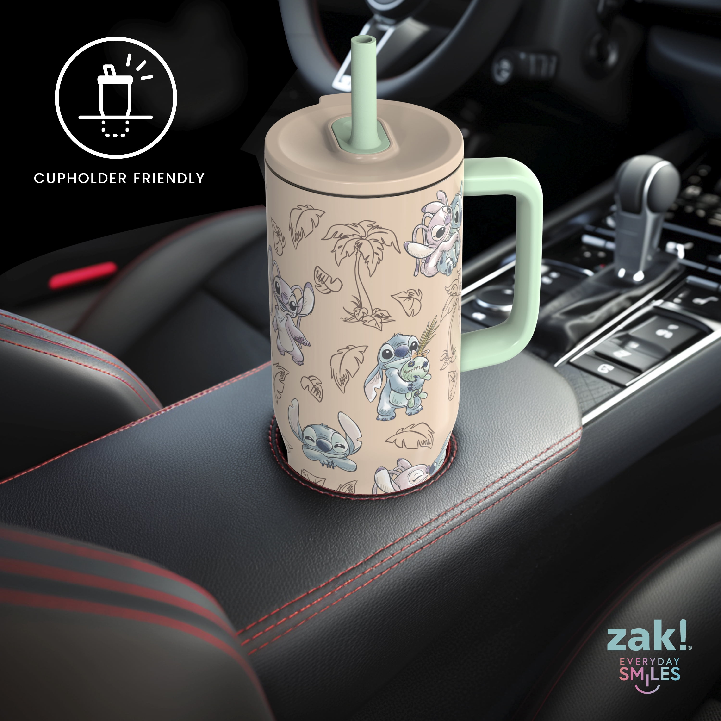 Zak Designs 30oz Stitch Double Wall Stainless Steel Vaccuum Insulated Sutton Straw Tumbler