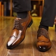 thumbnail image 6 of Men's Two-Tone Brown Leather Wingtip Brogue Oxford Dress Shoes, 6 of 8
