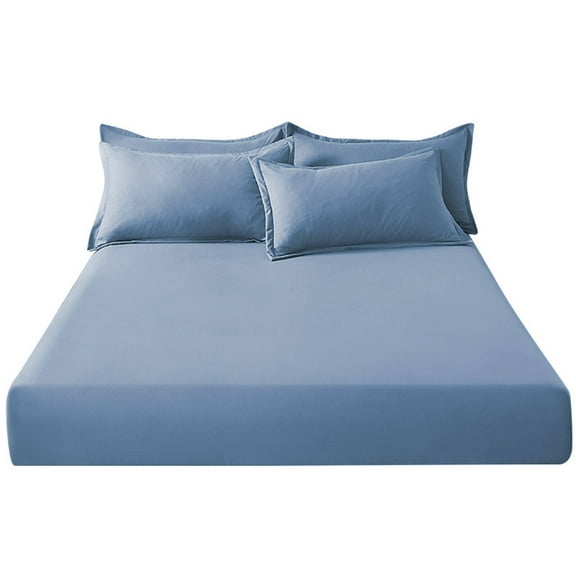 AUQ Bed Sheets New Design Bed Fit Flannel Sheets Brushed Fabric Cover Queen Flannel Sheets,Misty Blue