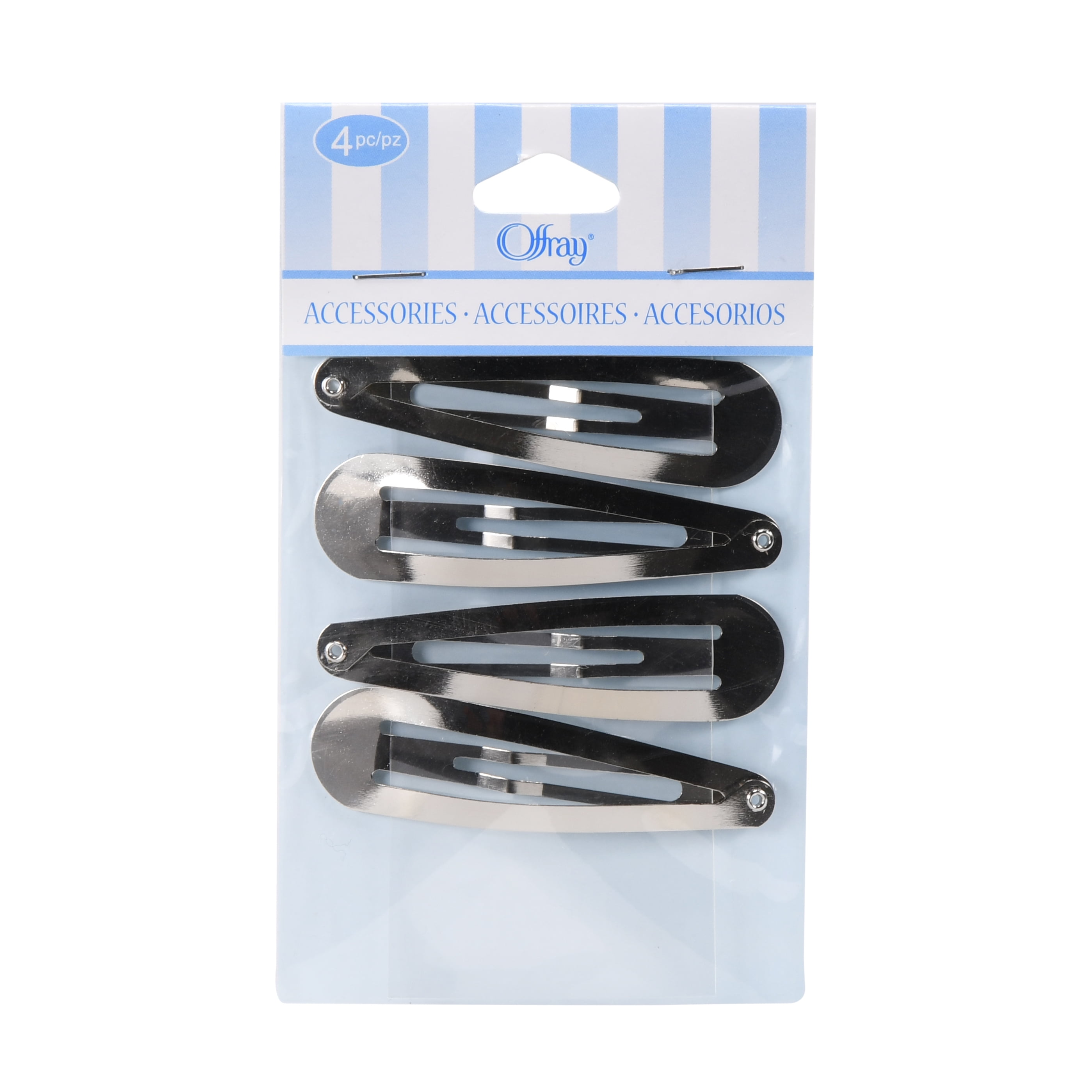 Offray accessories, silver round metal hair clips great for diy hair bows, 4 count, 1 package
