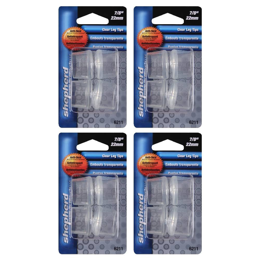 Shepherd Hardware Clear Leg Tips Plastic Furniture Protectors 7/8 in 4 Count, 4 Pack