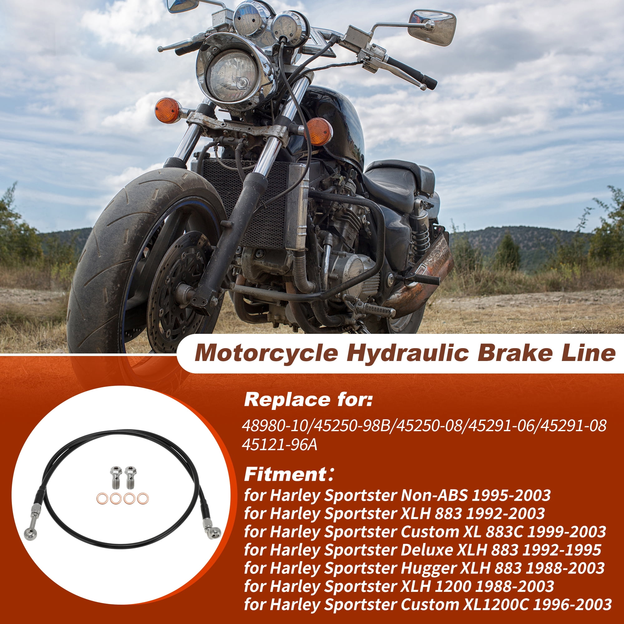 Unique Bargains Motorcycle Brake Clutch Oil Hose Line Kit for 12-14 Inch Handlebar 48"