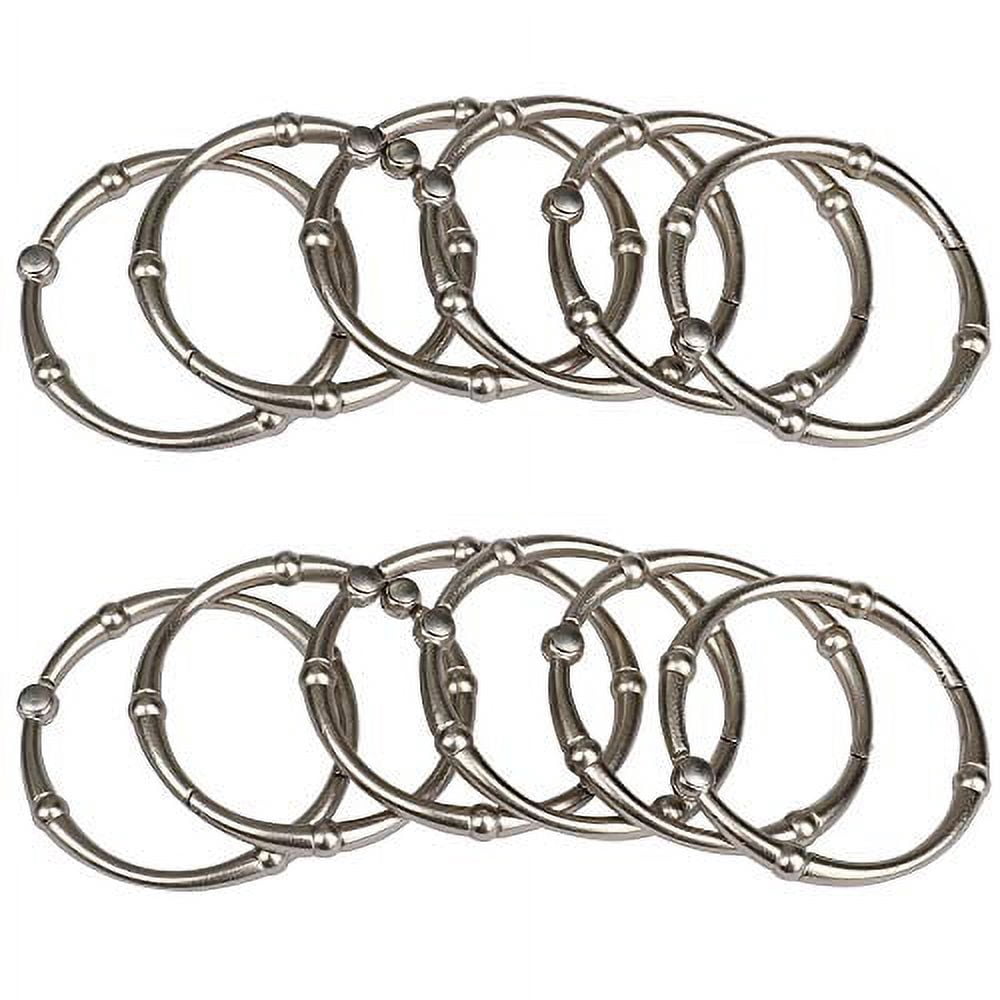 Utopia Alley Shower Hooks - Shower Curtain Rings for Bathroom - Rust Proof Shower Curtain Hooks for Shower Curtain or Liner - Set of 12, Brushed Nickel