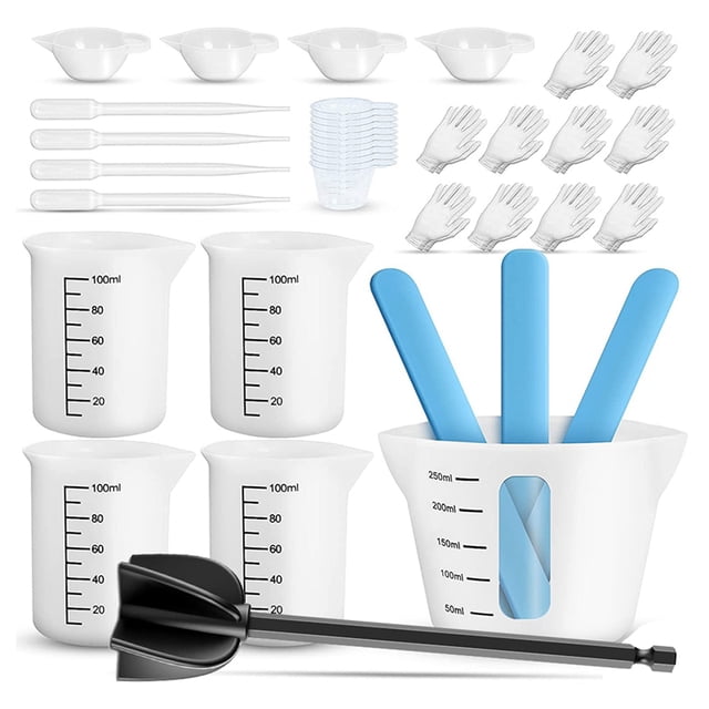 Tazas Medidoras de Silicona para Resina Epoxi, Suministros de Resina con Tazas de Silicona de 250 y 100 Ml para Resina, Moldes, FabricacióN de Joyas