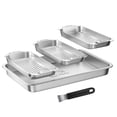 thumbnail image 1 of Ensemble de Paniers de Grill - Plateau de Grill avec Panier de Grill 3 Pcs et Poignée Universelle, Acier Inoxydable Robuste, Lavable au Lave-Vaisselle, Rouille, 1 of 9