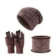 thumbnail image 5 of Conjunto de tres piezas de gorro de punto para hombre y mujer, otoño e invierno, con bufanda y guantes de algodón de terciopelo, 5 of 5