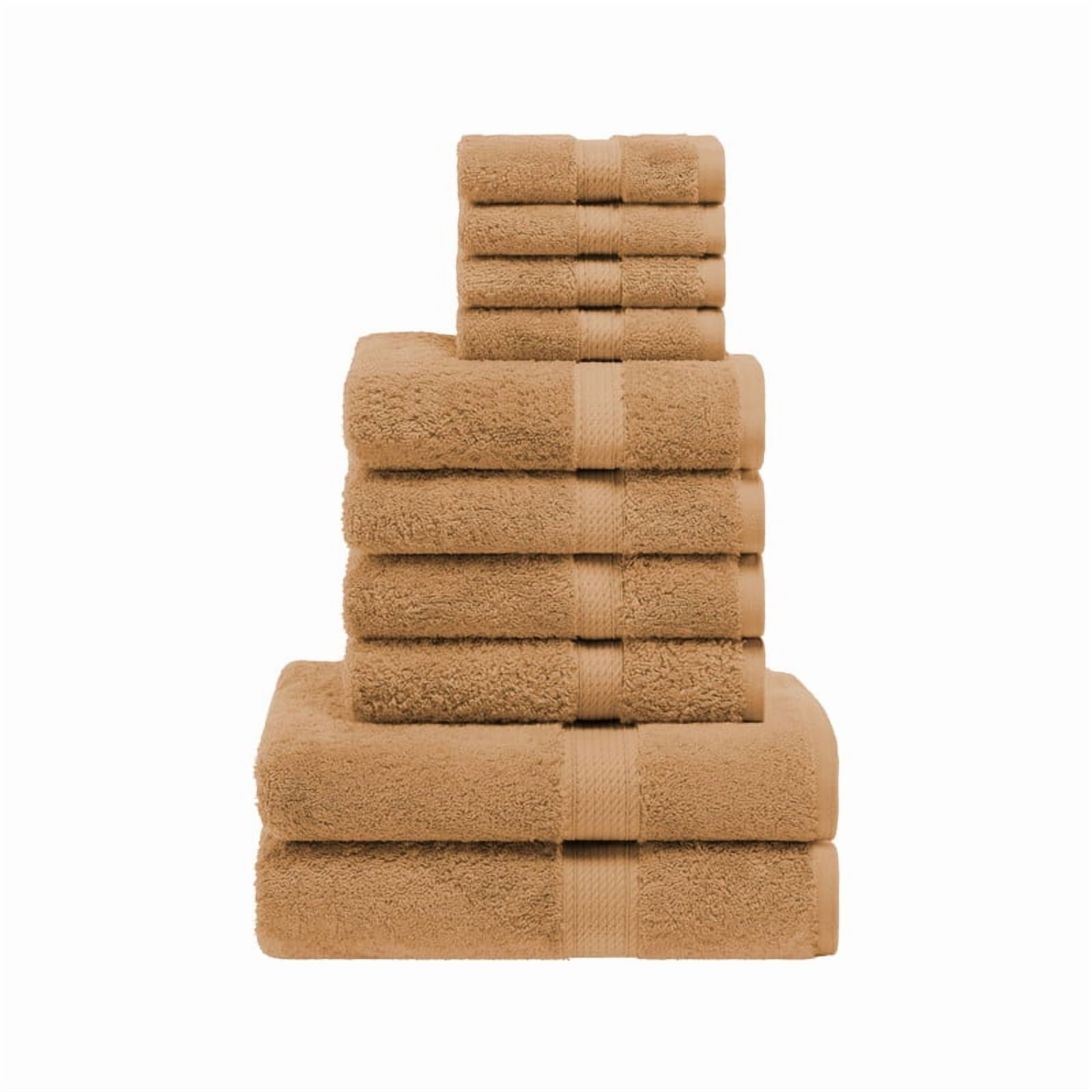 Superior 800 GSM Egyptian Cotton 6-Piece Face Towel Set, Soft Ultra Absorbent Towels, Toast