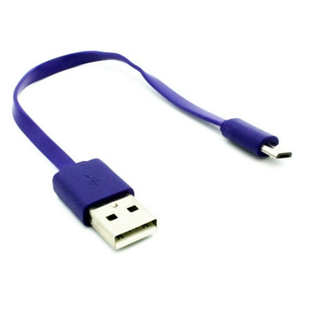 Purple Short Flat USB Cable Compatible With LG Escape 3 (K373), Aristo - Motorola Moto G6 Play G5 PLUS (XT1687) G4 Play E5 Play E4 PLUS, Droid Maxx 2 - Samsung Google Nexus 10