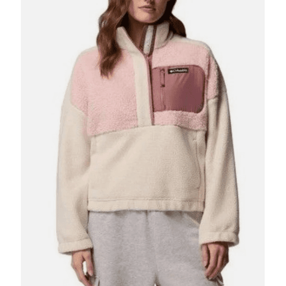Columbia Women's Fleece Pullover Jacket Chalk Dusty Pink Fig Small