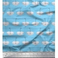 thumbnail image 1 of Soimoi Blue Rayon Crepe Fabric Rope & Umbrella Fashion Print Fabric by the Yard 46 Inch Wide, 1 of 3