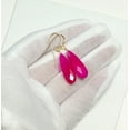 thumbnail image 5 of 14k Gold Filled Chalcedony Earrings Hot Pink Magent Fuscia Briolettes Long Teardrop Dangles Designed for Adult Women, 5 of 5