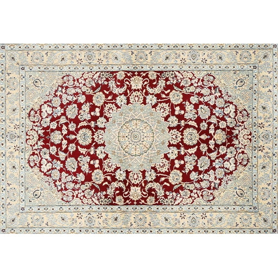 Ahgly Company Machine Washable Indoor Rectangle Traditional Rust Pink Area Rugs, 5' x 7'