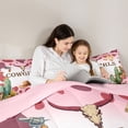 thumbnail image 5 of jejeloiu Cowgirl Watercolor Desert 7-Piece Twin Bedding Sets Kids,Pink Cow Print Bedding Comforter Set,Reversible, 5 of 7