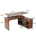 thumbnail image 6 of AuraPet 55.1''L, Walnut Home Office L-Shaped Executive Desk , Height Adjustable Desk with Storage Drawers and Cabinet, 6 of 10