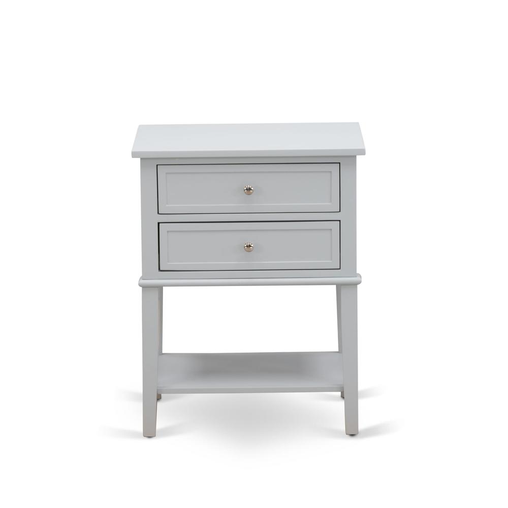 East West Furniture Valencia 16" Wood Nightstand with 2 Drawers in Urban Gray